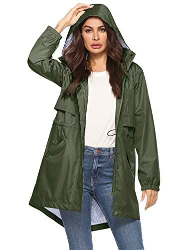 Womens Waterproof All-Weather Raincoat with Cinch Waist