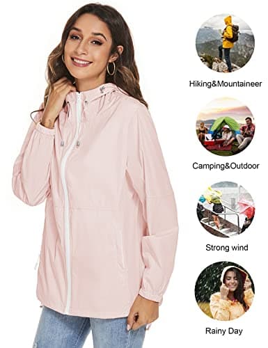 TCOT Women's Lightweight Waterproof Windbreaker Rain Jacket