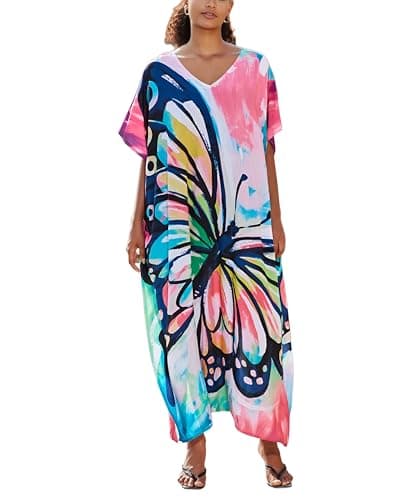 IMAGEKOPE Plus Size Vneck Batwing Dress for Women Bathing Suit Cover up Moroccan Caftan Dresses