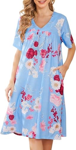 Bloggerlove Floral V-Neck Dress for Women - Lounging and Relaxing at Home