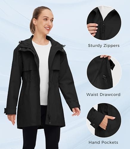 Women's Lightweight Waterproof Rain Jacket with Hood Windbreaker