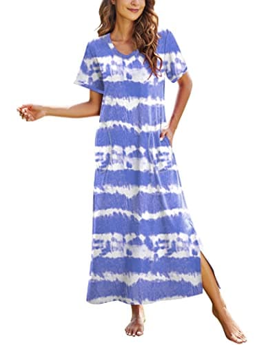 Ekouaer Women's Full-Length Short Sleeve Nightgown