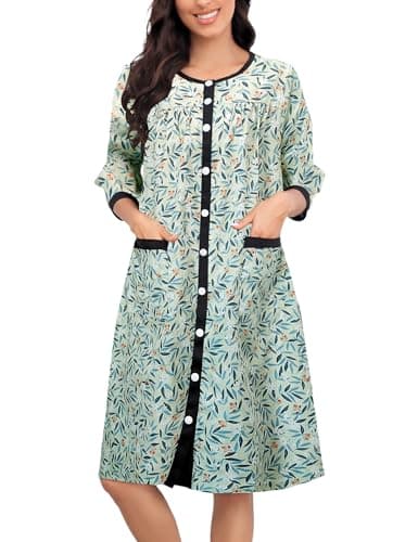 Women's Snap Front Nightgown with Pockets