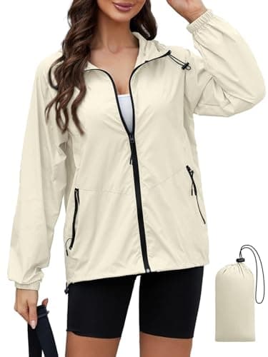 CRIPOM Women's Lightweight Waterproof Rain Jacket with Hood and Pocket S-XXL