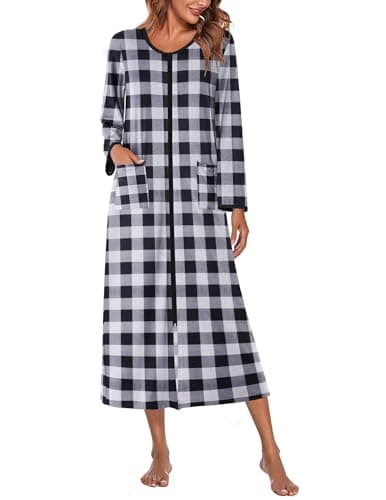 Ekouaer Women's Long House Coat with Pockets S-4XL