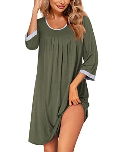 Ekouaer Women's Soft 3/4 Sleeve Nightgown Sleep Shirt S-3XL