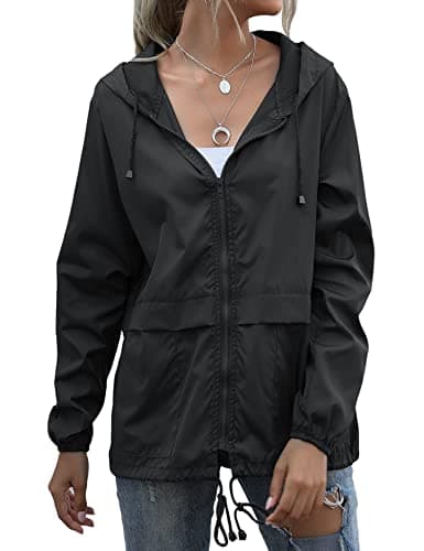 JMinger Women's Lightweight Waterproof Windbreaker Raincoat with Pockets S-XXL