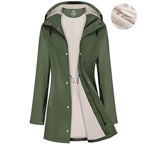 UNIQUEBELLA Women's Waterproof Long Hooded Raincoat