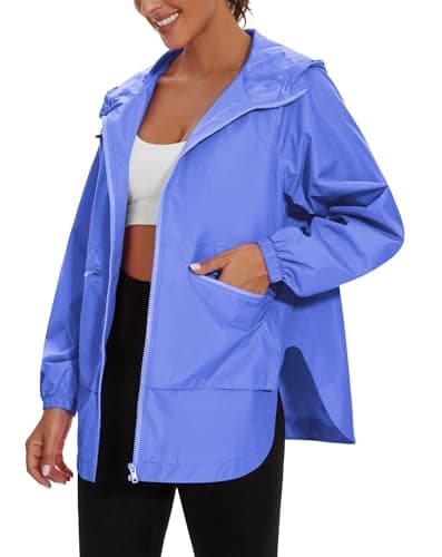 PESION Women's Waterproof Lightweight Raincoat with Pockets