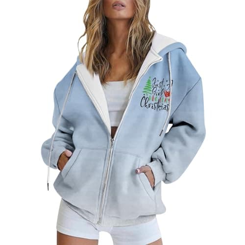 Refined Title: Women's Christmas Letter Print Hooded Coat