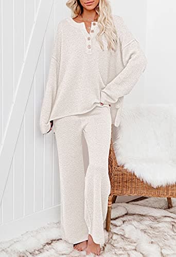 Viottiset Women's 2 Piece Sweatsuit Wide Leg Pants Loungeewear