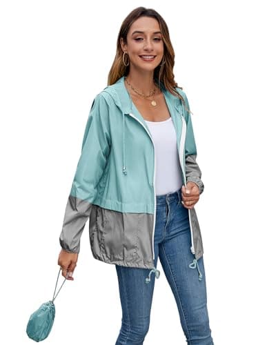 Hount Women's Lightweight Waterproof Hooded Raincoat Packable Outdoor Jacket (S-3XL)