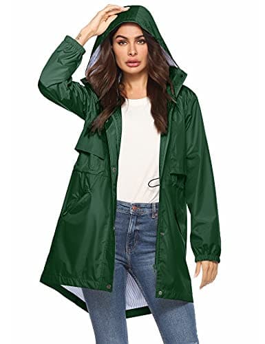 Womens Waterproof All-Weather Raincoat with Cinch Waist