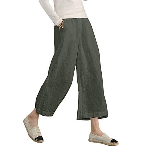 Sure, here's a refined and simplified version of the title:

ECUPPER Women's Loose Elastic Waist Cotton Cropped Wide Leg Pants