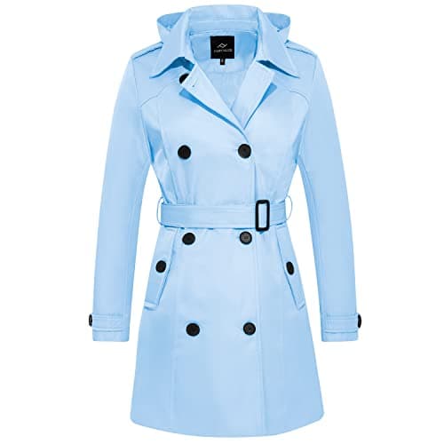 FARVALUE Women's Waterproof Trench Coat with Removable Hood