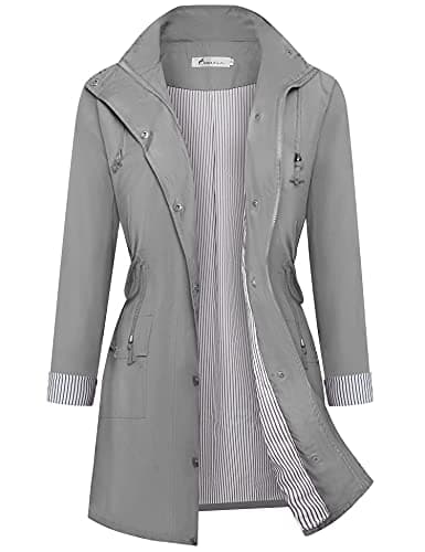 Twinklady Women's Waterproof Striped Rain Jacket