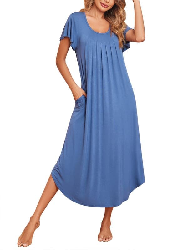 Ekouaer Soft Flare Sleeve Sleepshirt M-3XL