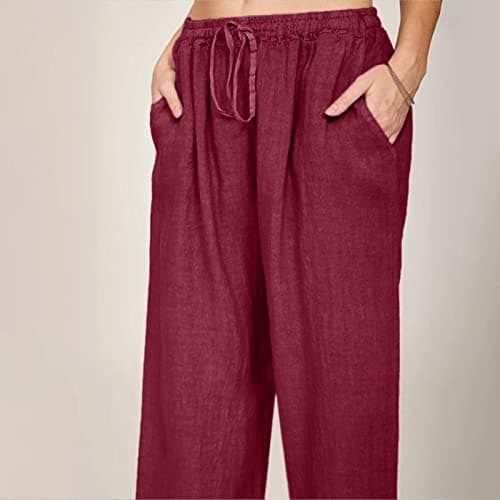 Nantdog Loose Summer Palazzo Pants with Pockets Plus Size