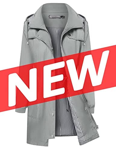Bloggerlove Women's Lightweight Waterproof Raincoat with Hood S-XXL