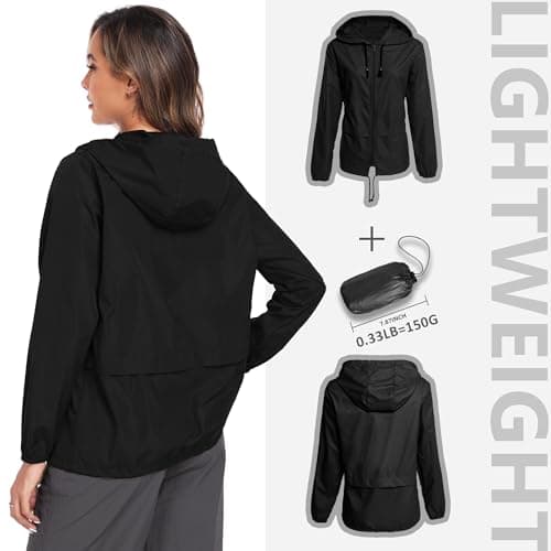 JTANIB Women's Lightweight Waterproof Raincoat with Hood S-XXL