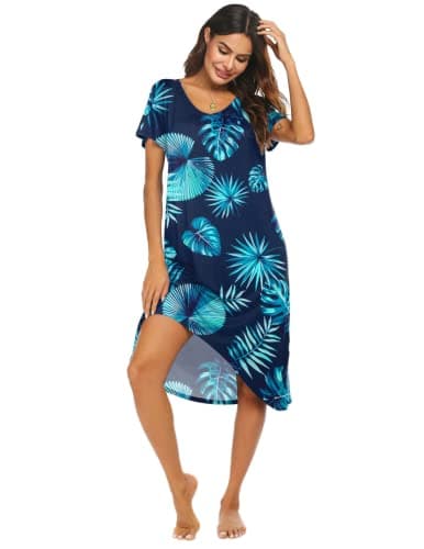 Ekouaer Comfy Plus Size Womens Short Sleeve Sleepwear S-3XL