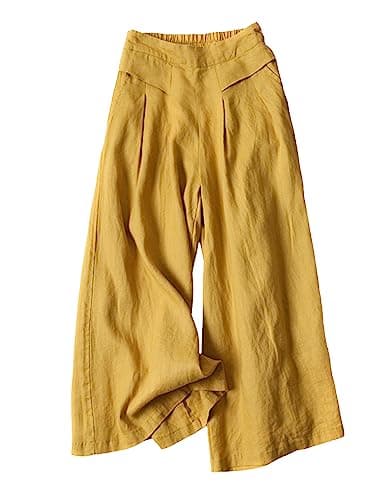 Bianstore Women's Culottes Wide Leg Pants with Pockets Elastic Waist