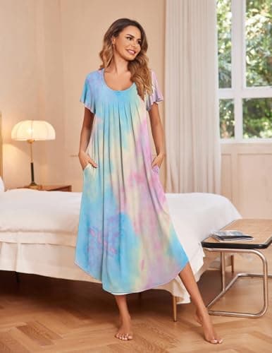 Ekouaer Soft Flare Sleeve Sleepshirt M-3XL