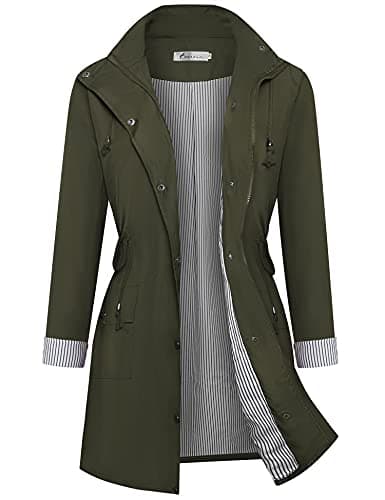 Twinklady Women's Waterproof Striped Rain Jacket