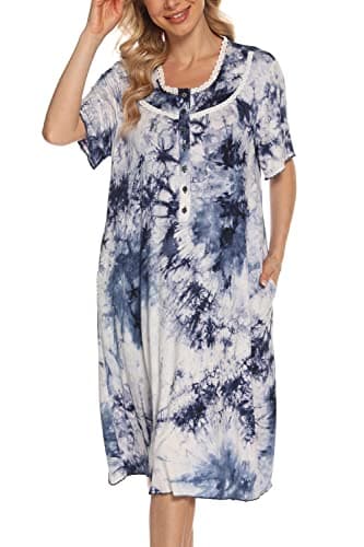 COSUNIONY Women's Soft Cotton Nightgown with Pockets
