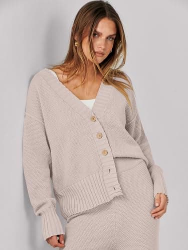 Caracilia Women's V-Neck Cardigan & Matching Pants Fall Loungewear
