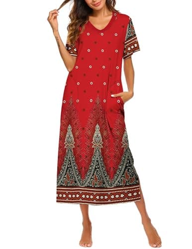 Ekouaer Women's Full-Length Short Sleeve Nightgown