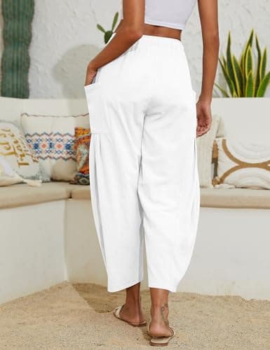 Marvmys Women's Lightweight Boho Linen Pants with Pockets
