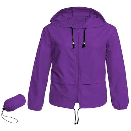 Zando Plus Size Women's Waterproof Hooded Raincoat Light & Packable
