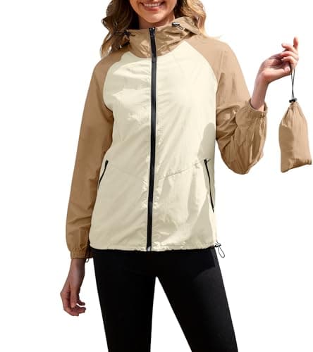 PITINAN Women's Waterproof Packable Rain Jacket with Hood S-XXL