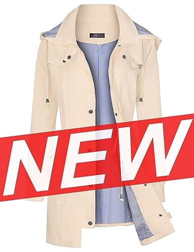 Bloggerlove Women's Lightweight Waterproof Raincoat with Hood S-XXL