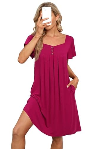 Mumu Women's Short Sleeve Nightgown with Pockets