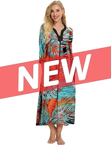 Bloggerlove Womens Long Zip Up House Coat Sleepwear