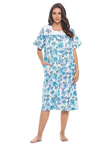 Women's Snap-Front House Dress with Pockets