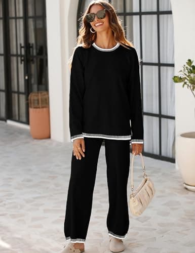 Women's Knit Sweater and Wide Leg Pants Set