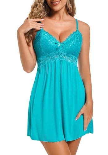 Sexy Lace Modal Sleepwear V-Neck Chemise Nightgown by Ababoon