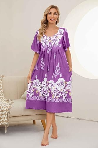 Women's Short Sleeve House Dress with Pockets