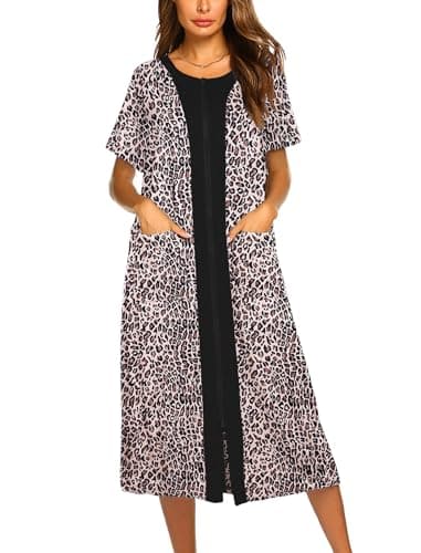 Ekouaer Soft Zipper Bathrobe for Women with Pockets