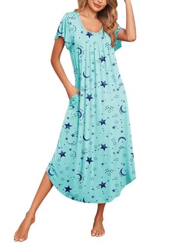 Ekouaer Soft Flare Sleeve Sleepshirt M-3XL
