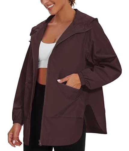 PESION Women's Waterproof Lightweight Raincoat with Pockets
