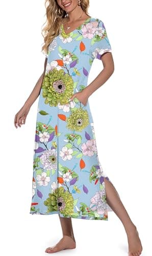 Women's Long Nightgown with Pockets
