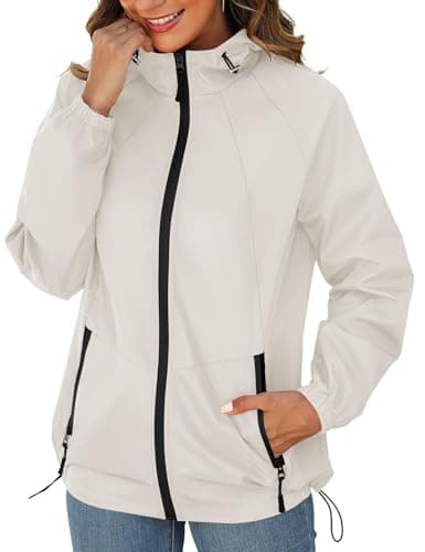 Women's Avoogue Waterproof Rain Jacket with Hood and Pockets S-3XL