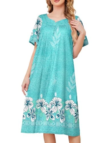 Explore Women's Pockets House Dress - Moo Moo Nightgown Short Sleeve S-4XL