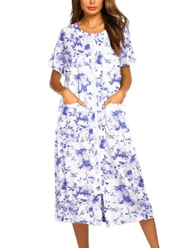 Ekouaer Soft Zipper Bathrobe for Women with Pockets