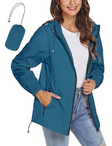 TCOT Women's Lightweight Waterproof Windbreaker Rain Jacket