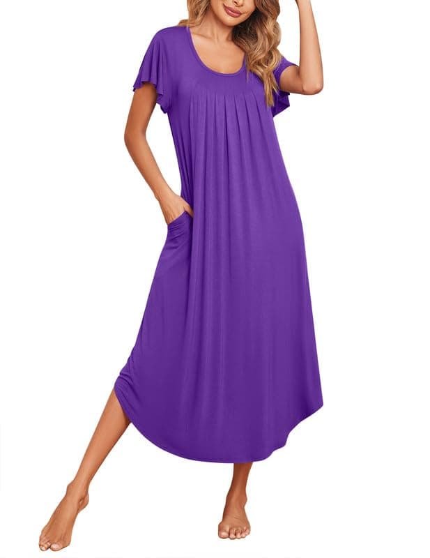 Ekouaer Soft Flare Sleeve Sleepshirt M-3XL